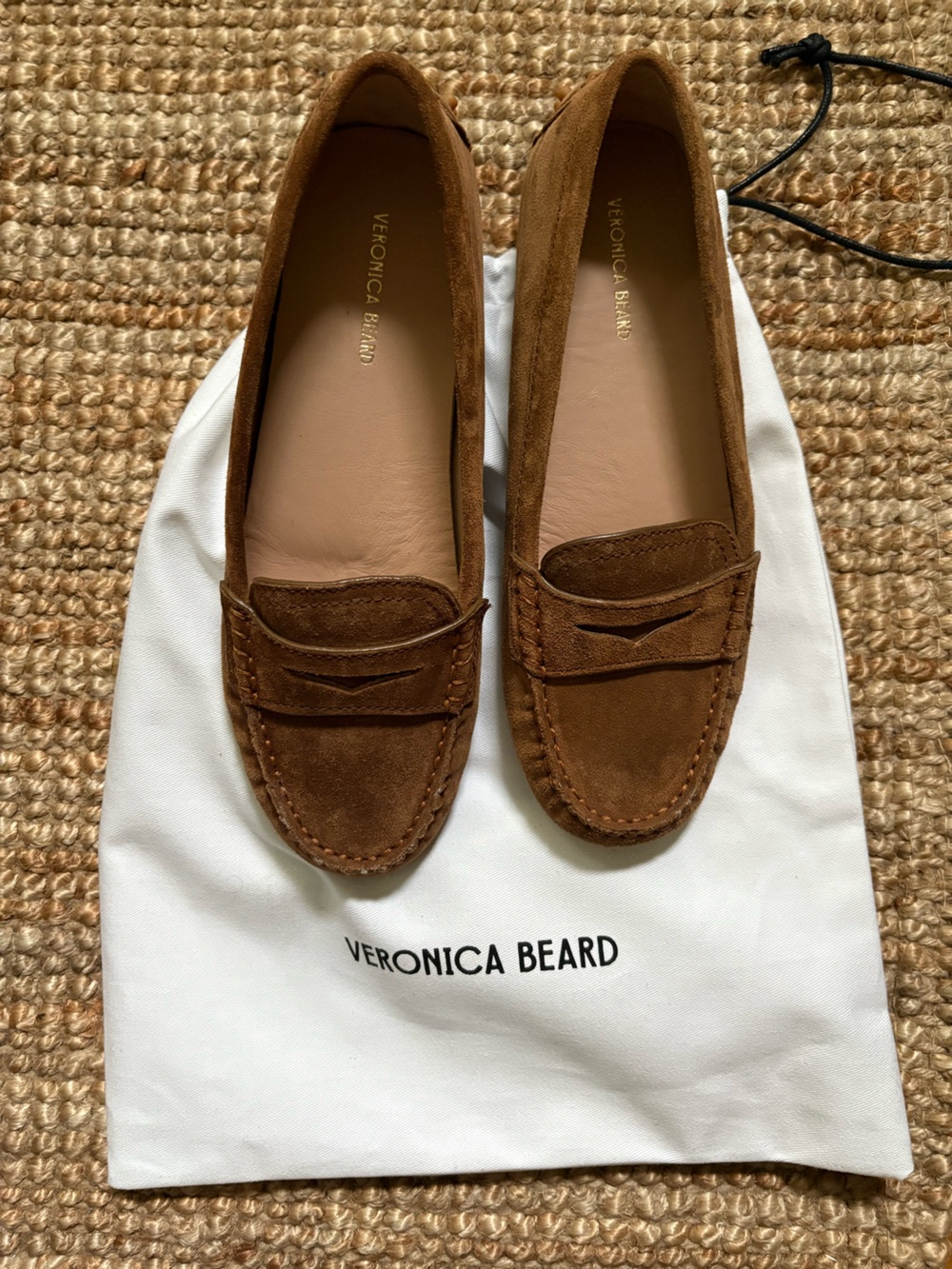 Veronica Beard Chestnut Brown Suede Penny Loafers